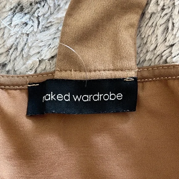 naked wardrobe Tan Faux Suede Two-Piece Dress - Picture 4 of 6